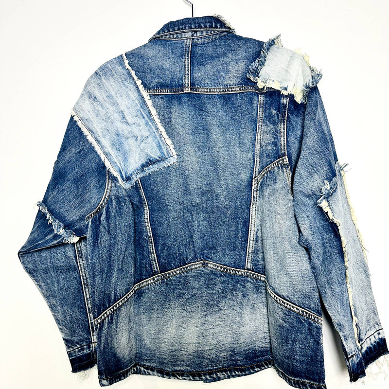 Free People X Sandrine Rose NWT Patchwork Denim Trucker Jacket LA70