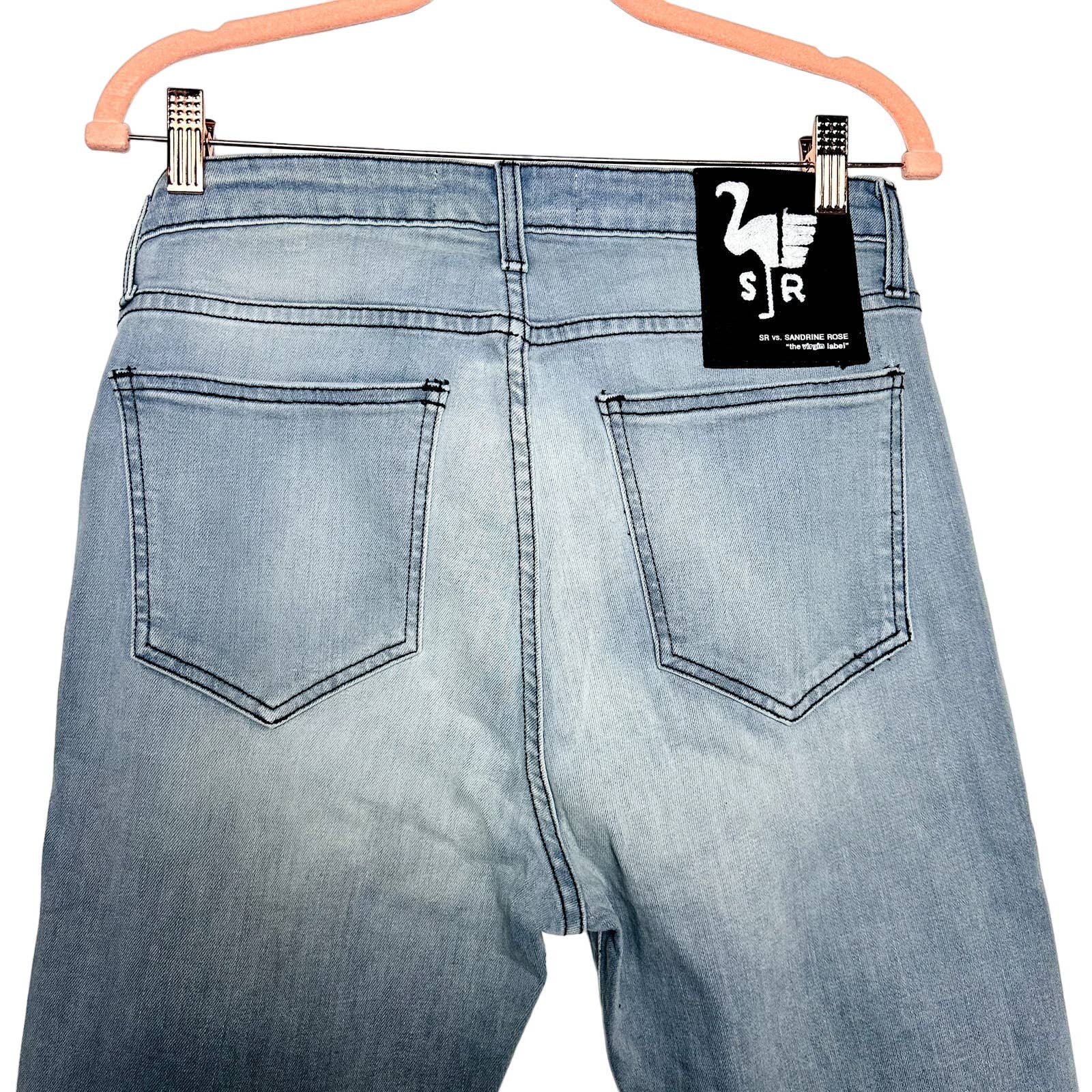 Free People X Sandrine Rose NWT Mid-Rise Skinny Distressed Jeans Blue Size 31