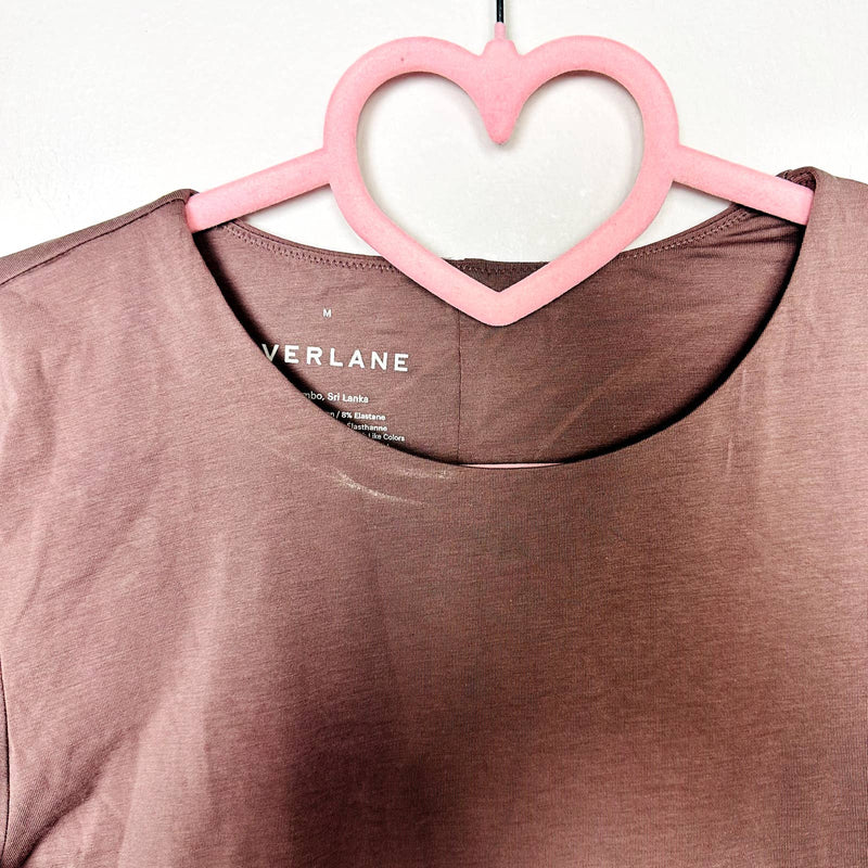 Everlane NWT The Short Sleeve Crew Neck Supima Cotton Bodysuit Brown Size Medium