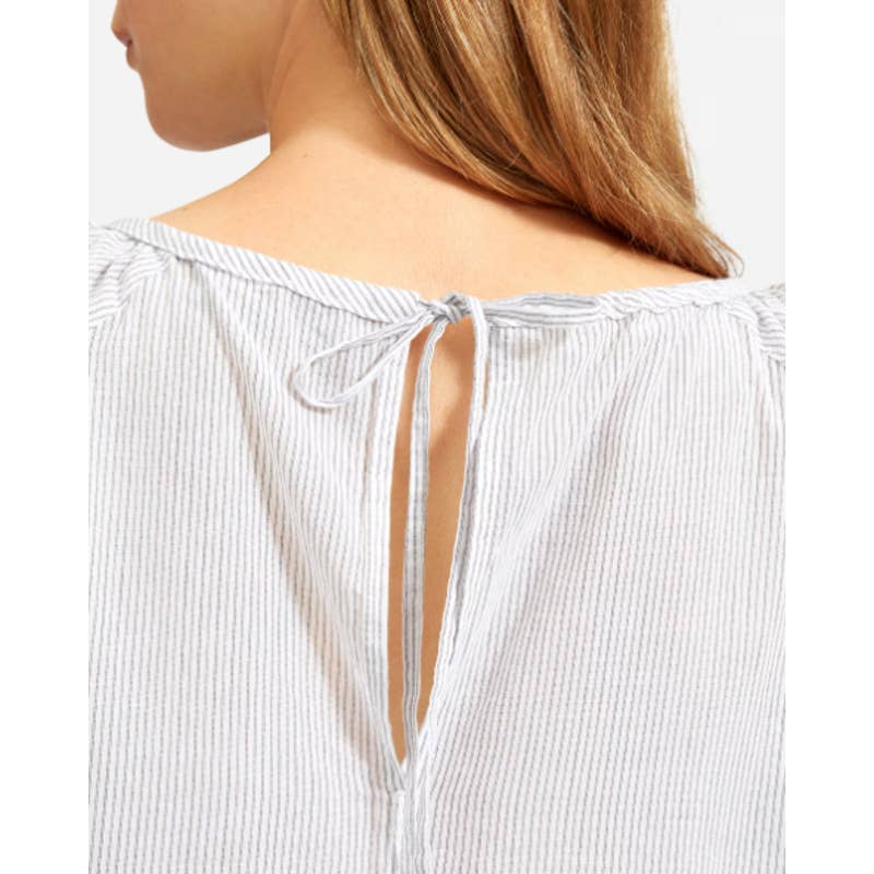 Everlane NWT Ruched Air Loose Fit 3/4 Sleeves Striped Blouse Multicolor Sz 00