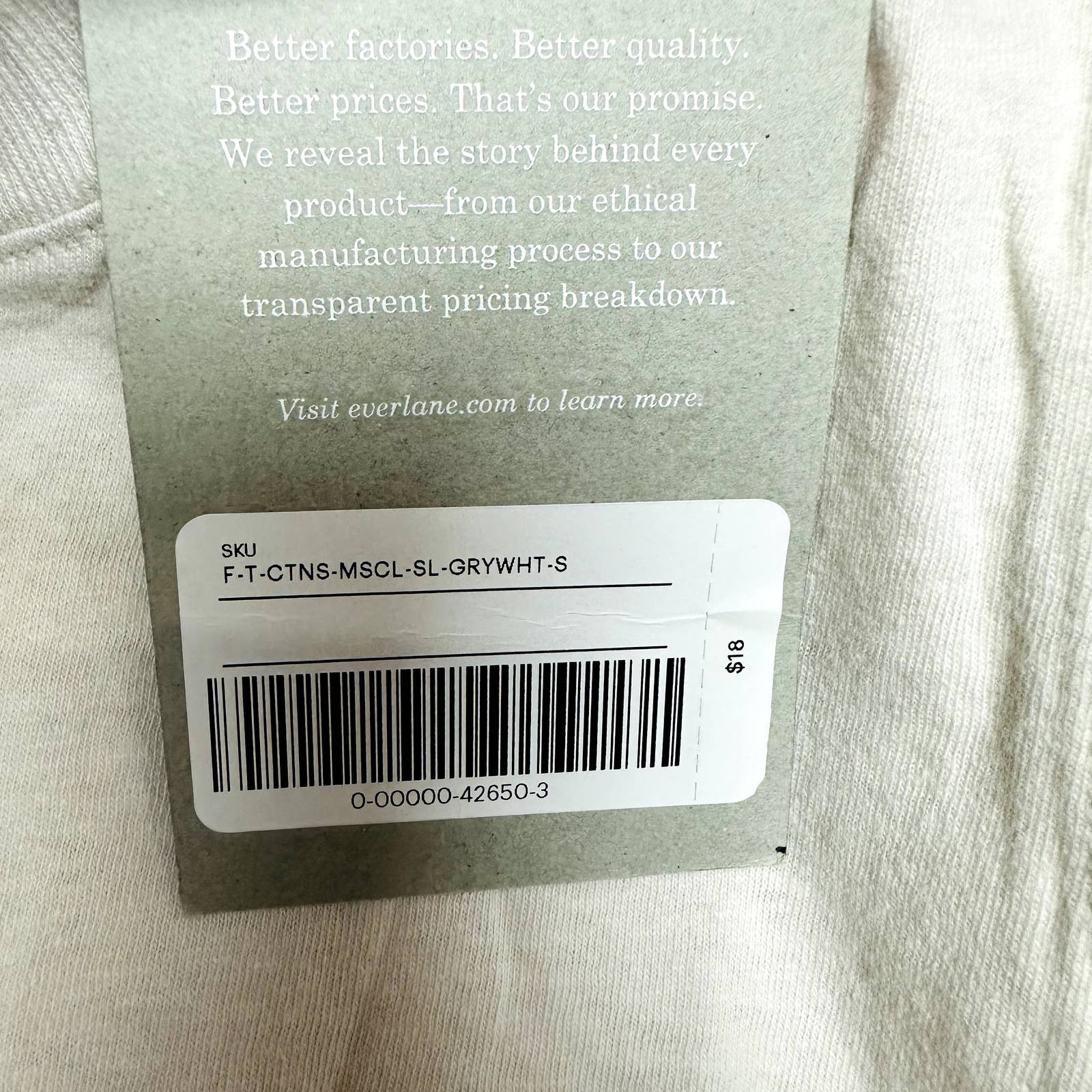 Everlane NWT Cotton Muscle Pocket Crew Neck Sleeveless Tank Top Gray White Small