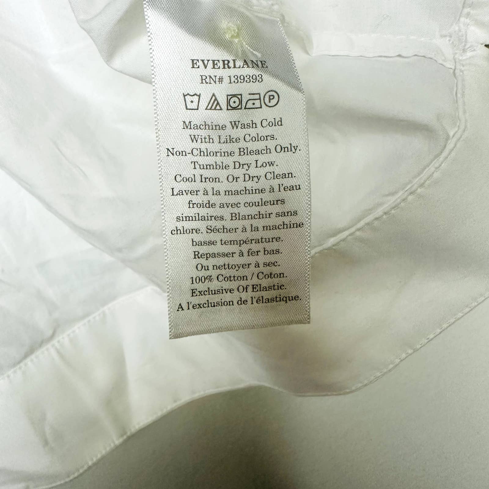Everlane NWT The Funnel Neck Smock Classic Button Back Top Blouse White Sz Large