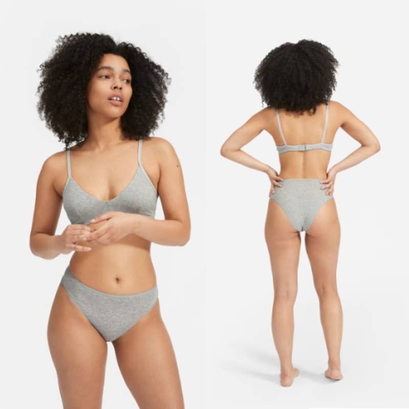 Everlane NWT The High Rise Cheeky Bikini Panty Undies Heathered Gray Size Medium