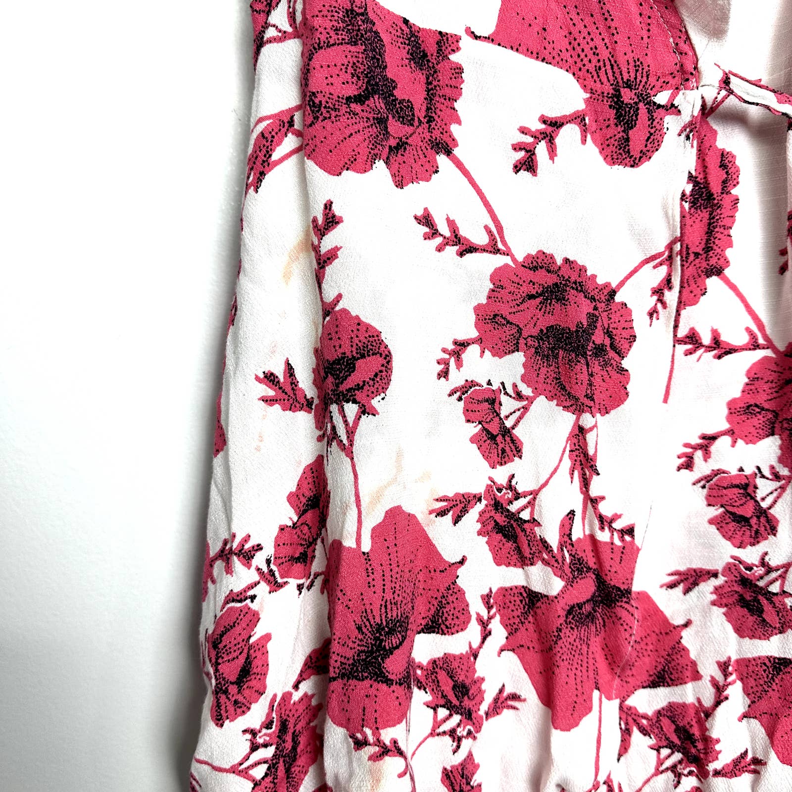 Free People French Quarter Floral Print Tiered Wrap Mini Dress Ivory Sz XS