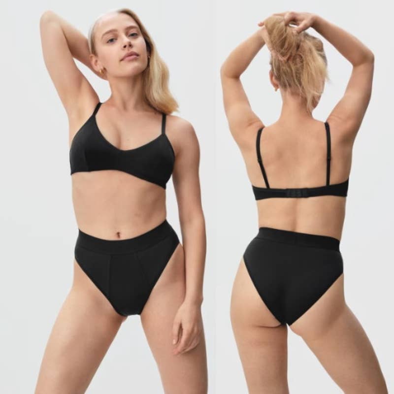 Everlane NWT The Cotton Boy Brief Cheeky High Waisted Panty Black Size Small