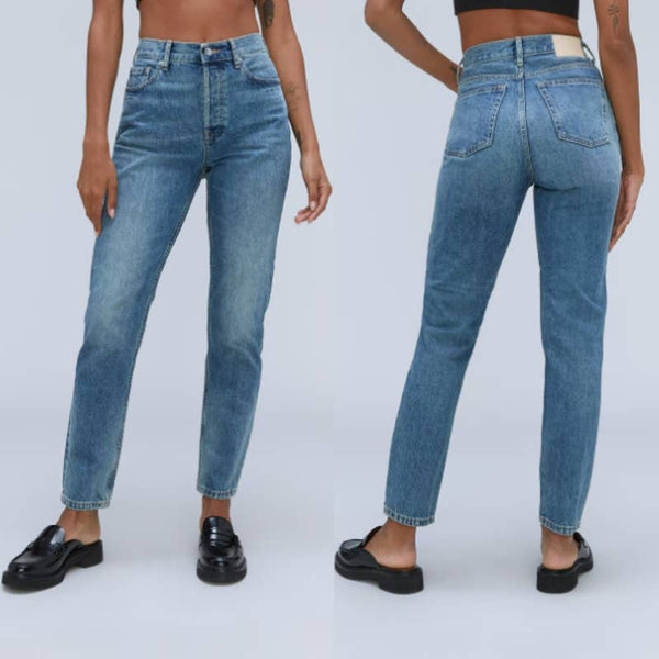 Everlane NWOT The 90s Cheeky High Waist Straight Ankle Jean Vintage Mid Blue 24