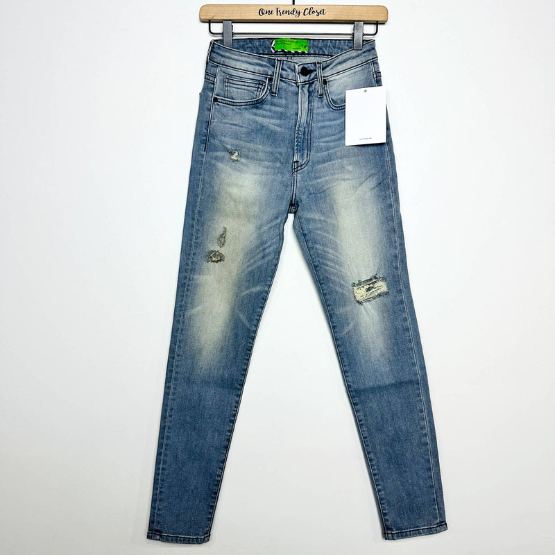Free People X Sandrine Rose NWT Mid-Rise Skinny Distressed Jeans Blue Size 25