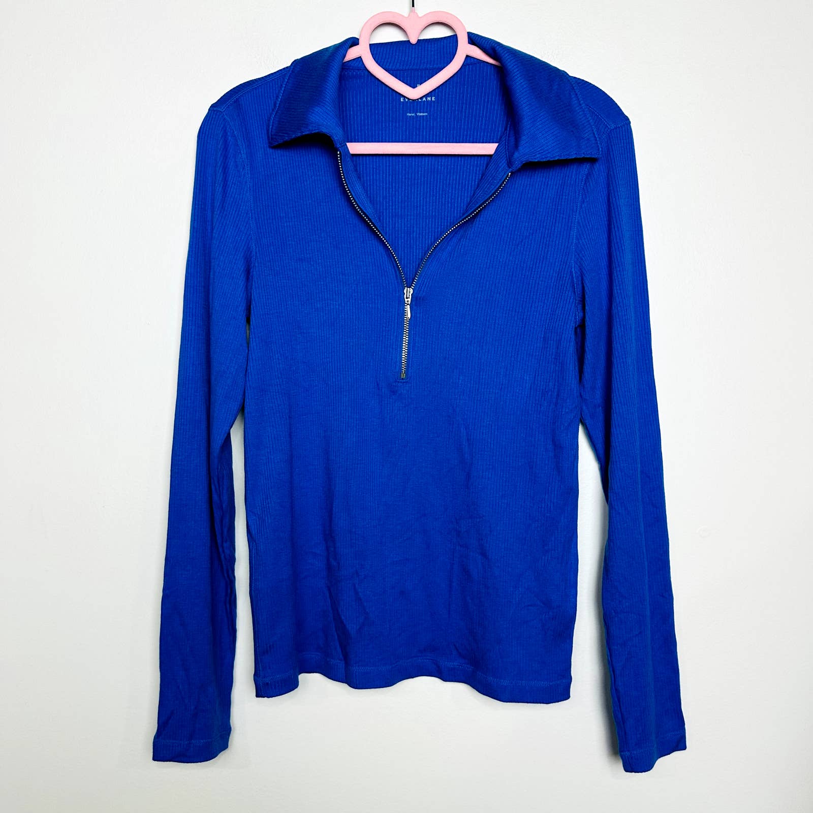 Everlane NWOT The Super Soft Quarter Zip Long Sleeve Polo Top Lapis Blue Medium