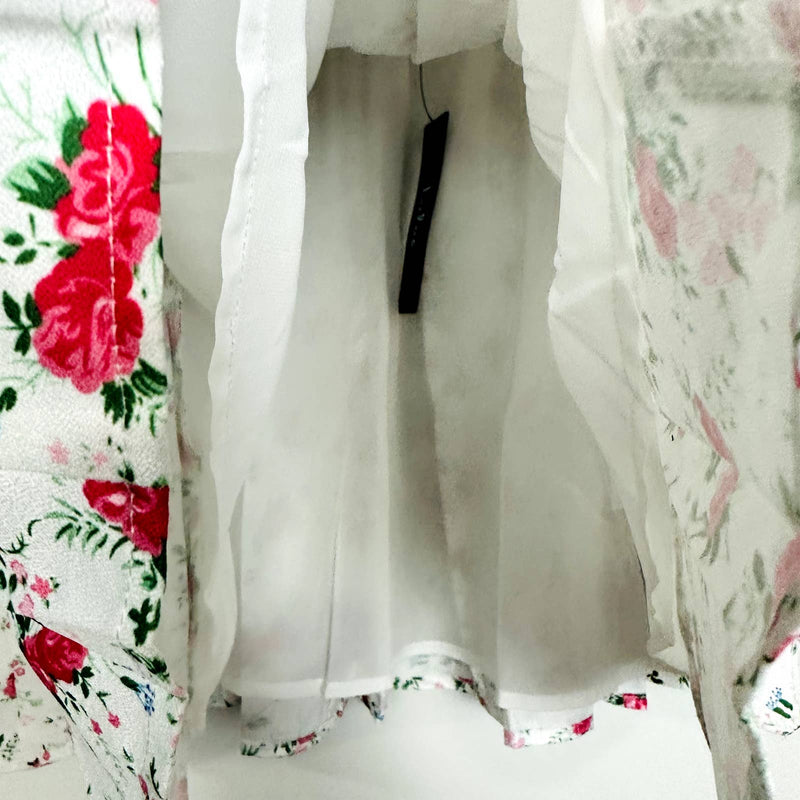 Lulus NWT Cute Factor Floral Print Tiered Woven A-Line Mini Skirt White