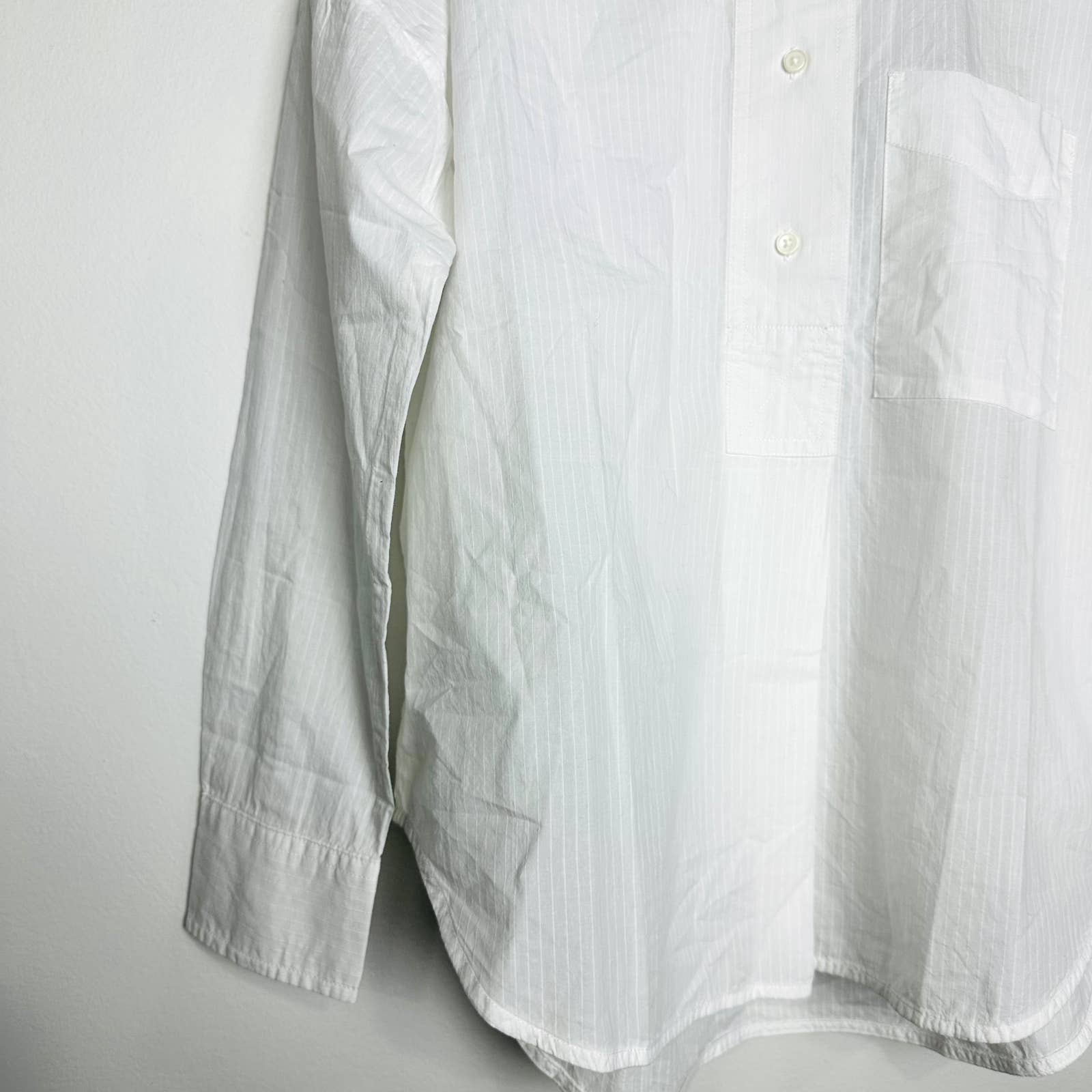 Everlane NWT Soft Cotton Popover Pocket Collarless Pullover Shirt White Size 00