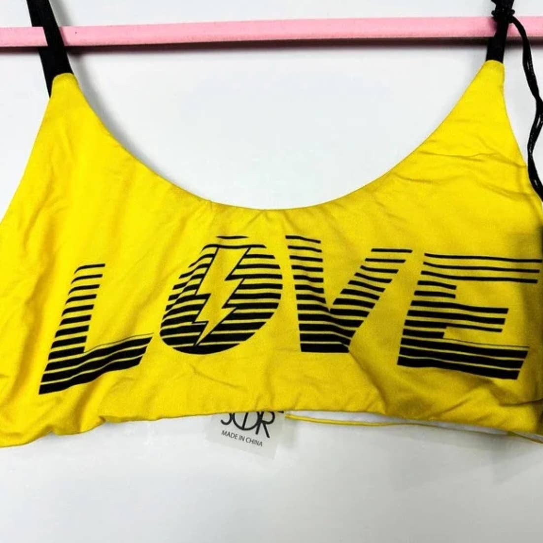 Chaser NWT Love Track Racing Underwired Beach Bikini Top Yellow Sz Medium