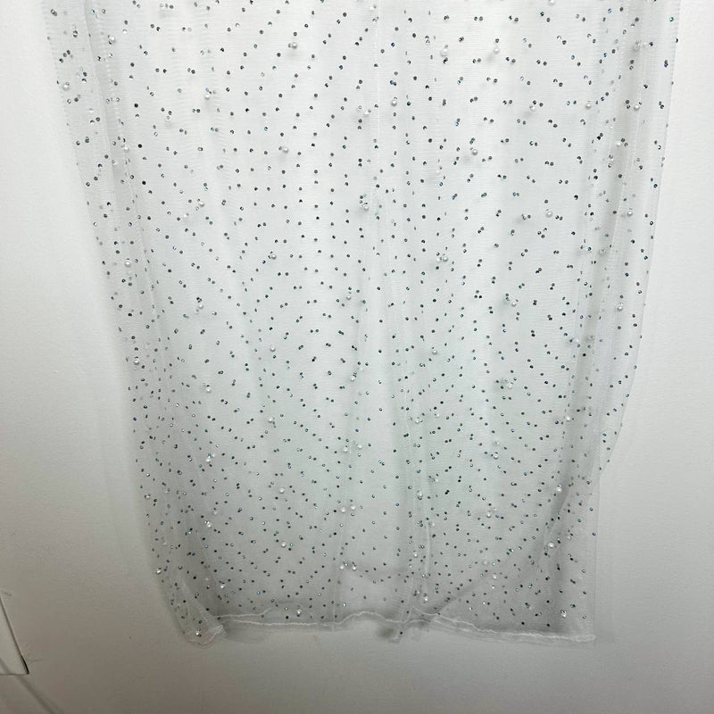 Lulus NWT Sparkling Waters Rhinestone and Pearl Midi Swim Cover-Up Large