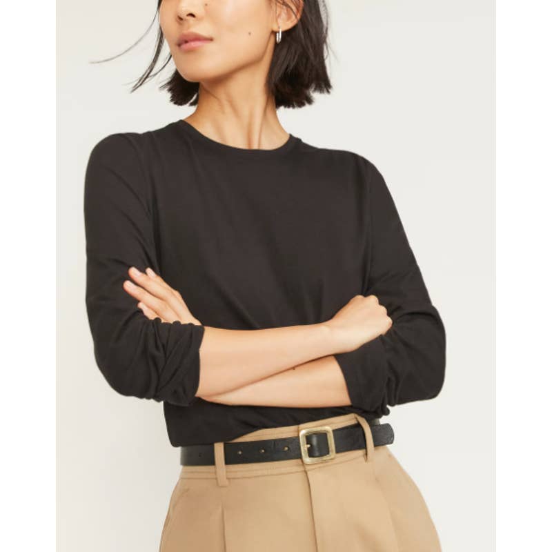 Everlane NWOT The Organic Cotton Long Sleeve Crew Neck Pullover Top Black Small